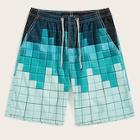 Romwe Guys Color-block Checked Beach Shorts