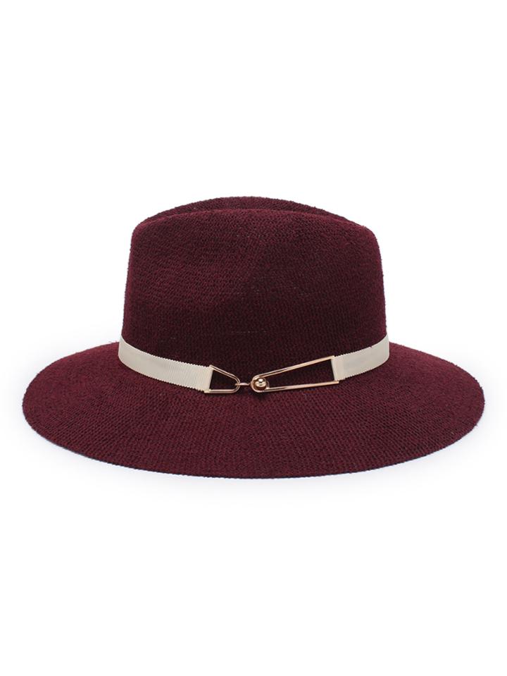 Romwe Contrast Band Wool Crochet Hat