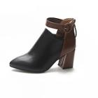 Romwe Two Tone Ankle Strap Chunky Boots