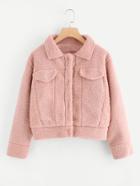 Romwe Faux Fur Single Breasted Jacket