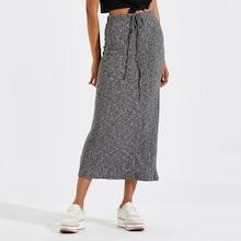 Romwe Drawstring Waist Marled Pencil Skirt