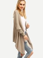 Romwe Apricot Long Sleeve Asymmetric Sweater