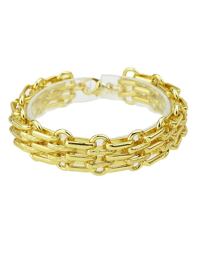 Romwe Punk Style Gold Plated Women Wide Chain Bracelet