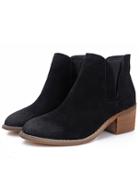 Romwe Black Pointy Brush Chunky Boots