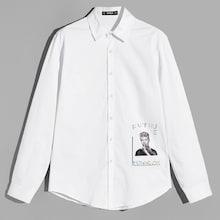 Romwe Guys Figure Print Curved Hem Shirt