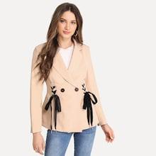Romwe Double Button Lace Up Side Blazer
