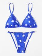 Romwe Star Print Cami Bikini Set