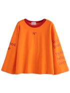 Romwe Orange Letters Print T-shirt