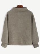 Romwe Mock Neck Lantern Sleeve Loose Sweater