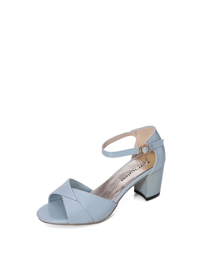 Romwe Faux Pearl Detail Block Heeled Pumps