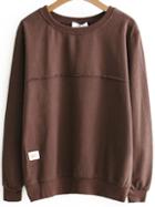 Romwe Brown Long Sleeve Sweatshirt With Patch