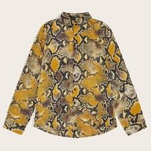 Romwe Guys Snakeskin Print Shirt