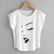 Romwe Face Print Dolman Sleeve T-shirt