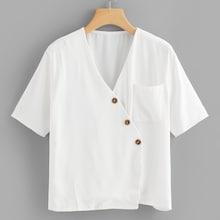 Romwe Plus Surplice Front Solid Blouse