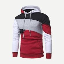 Romwe Guys Cut And Sew Panel Hooded Sweatshirt