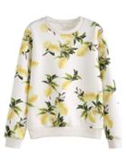 Romwe White Lemon Print Sweatshirt
