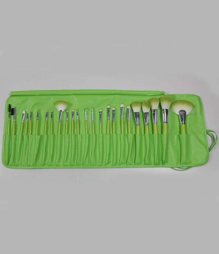 Romwe 24pcs Pro Makeup Brushes Cosmetic Make Up Brush Set With Bag-green