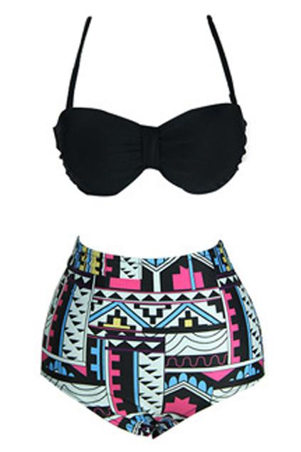 Romwe Color Block Halter Sexy Bikini
