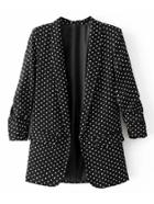 Romwe Polka Dot Open Front Blazer
