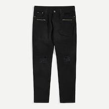 Romwe Guys Ripped & Zipper Detail Jeans
