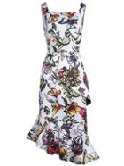 Romwe White Starp Floral Print Fishtail Dress