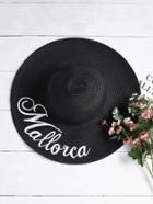 Romwe Letter Embroidery Straw Beach Hat