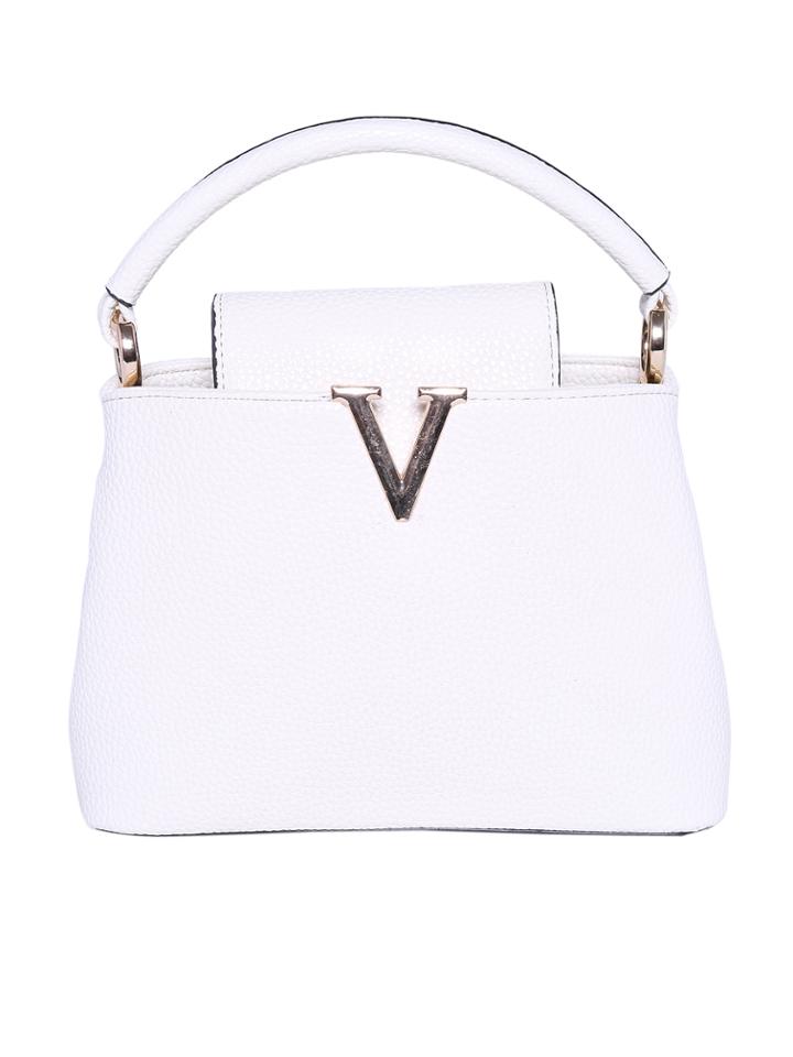 Romwe White V Embellished Pu Tote Bag