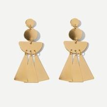 Romwe Round & Triangle Metal Drop Earrings