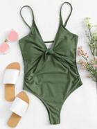 Romwe Knot Front Swimsuit