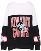 Romwe Colour-block Letters Print Sweatshirt