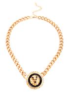 Romwe Gold Plated Lion Head Pendant Necklace