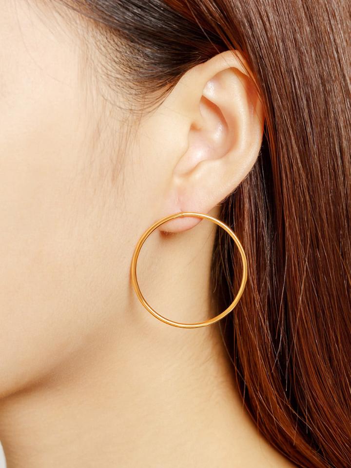Romwe Minimalist Metal Hoop Earrings