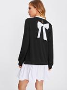 Romwe Frill Neck Bow Back 2 In 1 Dress