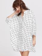 Romwe Irregular Plaid Batwing Shirt Dress