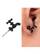 Romwe Black Cute Water-tap Shape Candy Color Stud Earrings