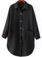 Romwe Black Pocket Shirt Dress