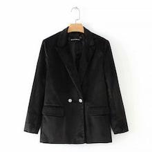 Romwe Dual Pocket Velvet Blazer