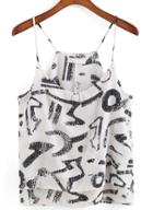 Romwe Spaghetti Strap Abstract Print Cami Top