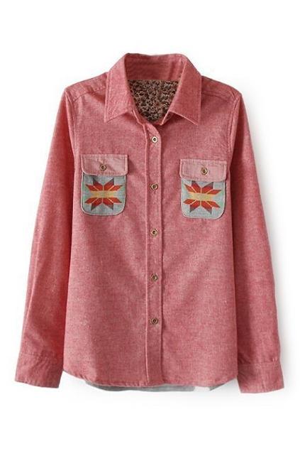 Romwe Retro Snow Print Buttoned Shirt