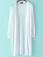 Romwe White Long Shawl Cardigan