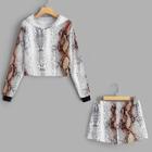 Romwe Snake Print Hoodie With Shorts