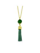 Romwe Green Tassel Pendant Necklace For Women