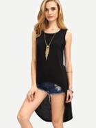 Romwe Plain High-low Tank Top