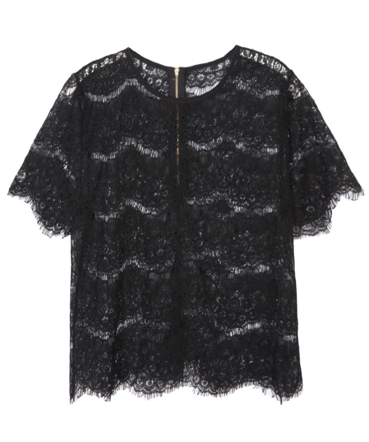 Romwe Half Sleeve Hollow Lace Blouse