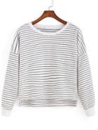 Romwe Dip Hem Striped Sweatshirt