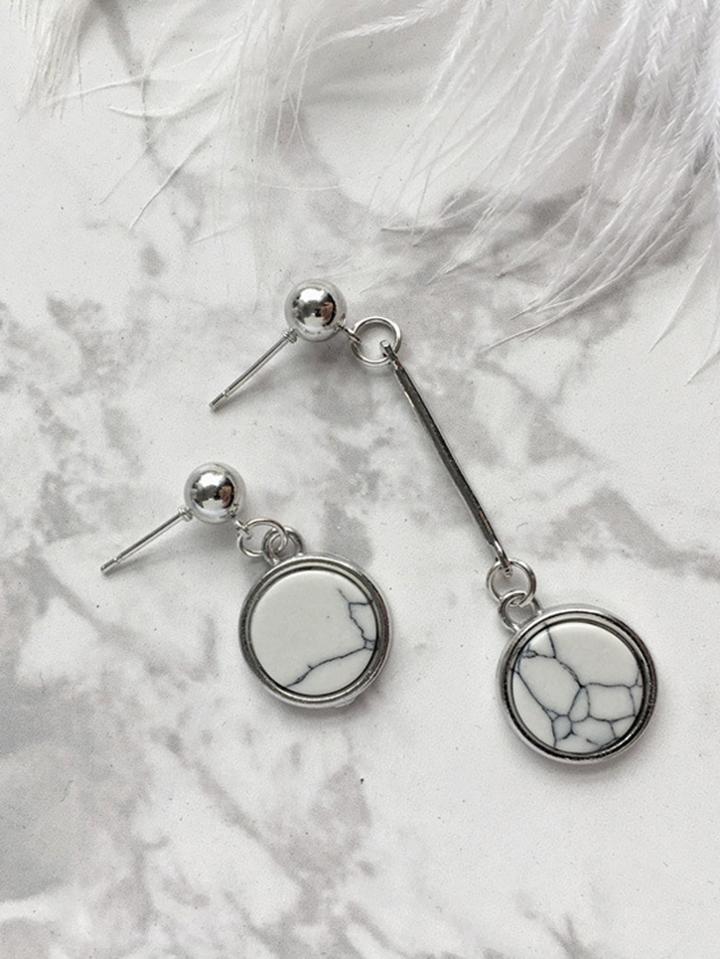Romwe Marble Pattern Round Drop Earrings