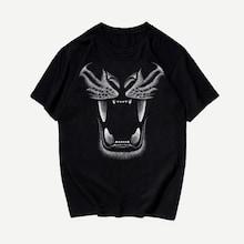 Romwe Guys Cheetah Mouth Print Tee