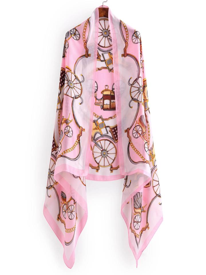 Romwe Wheel Print Lightweight Scarf
