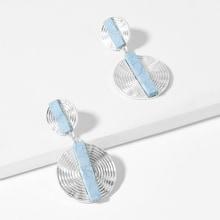 Romwe Bar Decorated Round Drop Earrings