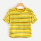 Romwe Colourful Striped Tee
